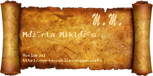 Márta Miklós névjegykártya